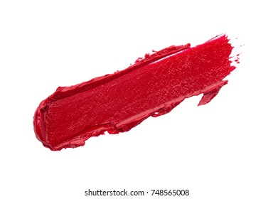 Lipstick swatch smudge sample on white background
