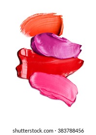 Lipstick textures on white background