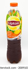 Lipton ice tea peach flavored still drink, isolated on white background, Istanbul Turkey August 02 2020