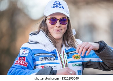 Liptovsky Mikulas, Slovakia. February 22. 2019. Petra Vlhova World Champion From Åre - Sweden On Welcome Ceremony In Hometown.