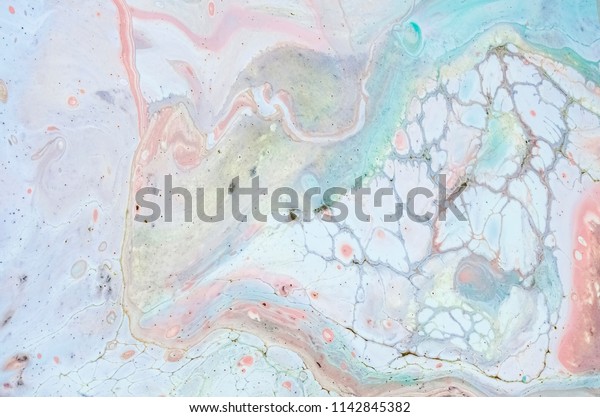 Liquid acrylic stains on paper. Mixed acrylic\
pastel colors. Fragment of acrylic painting on canvas. Modern Art.\
Marble texture.\
