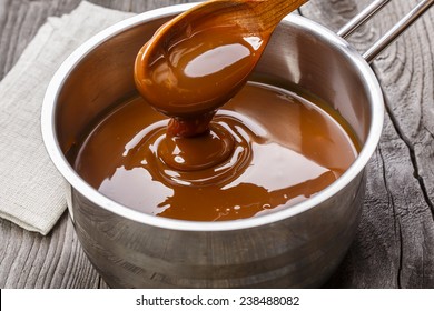 Liquid Caramel In A Saucepan