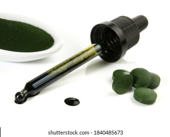 Liquid Chlorophyll Isolated On White Background