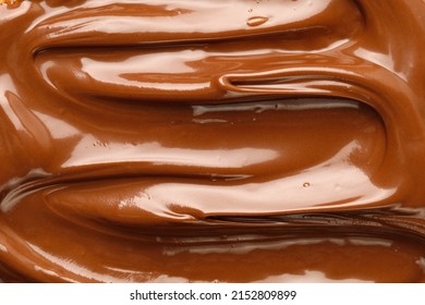 Liquid Chocolate Paste. Background Of Chocolate Paste. Texture Close Up, Top View