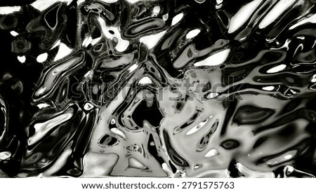 liquid chrome background with distorted monochrome abstract wave texture reflecting bright studio light