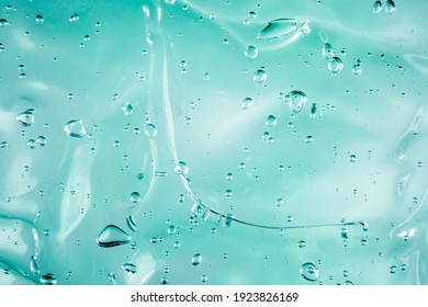 Liquid Cream Gel, Green Blue Cosmetic Texture With Bubbles