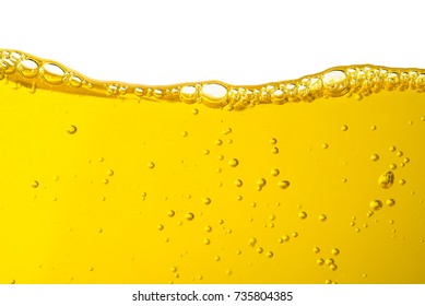 Liquid Diesel Gasoline Oil Motor Car Or Yellow Water  Juice Syrup Cooking And Bubble Isolated On White Background Object Design