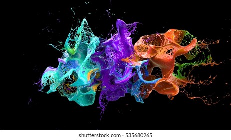 Liquid Explosion On Black 3d Illustration