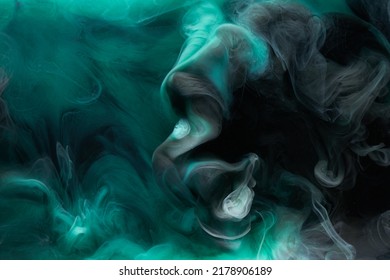 Liquid fluid art abstract background. Blue green acrylic paint underwater, galactic smoke ocean - Shutterstock ID 2178906189