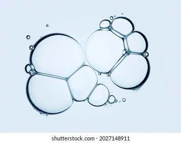 Liquid foam gel gray transparent cosmetic sample texture with bubbles