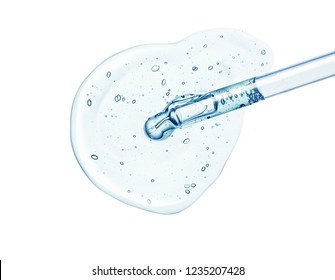 Liquid gel or serum on a screen of microscope white isolated background - Shutterstock ID 1235207428