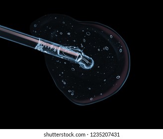 Liquid Gel Or Serum On A Screen Of Microscope Black Isolated Background