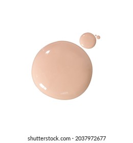 Liquid Makeup Beige Foundation Color BB CC Cream Or Concealer Smudge On White Background. Beauty And Fashion Concept