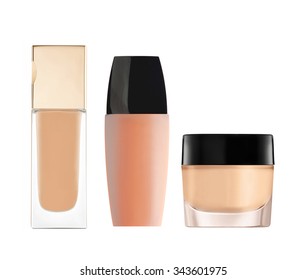 Liquid Makeup Foundation In Bottle Isolated On White Background