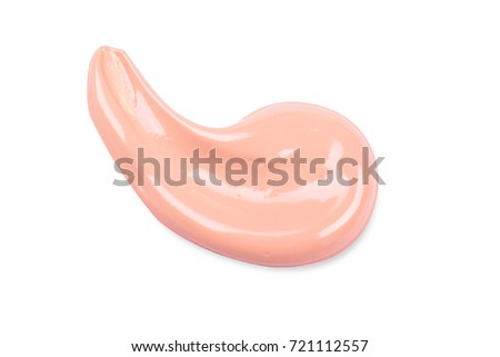 Liquid makeup foundations smear drop on white background.
