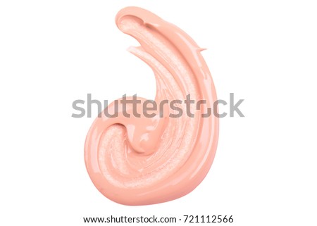 Liquid makeup foundations smear drop on white background.
