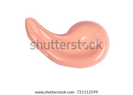 Liquid makeup foundations smear drop on white background.