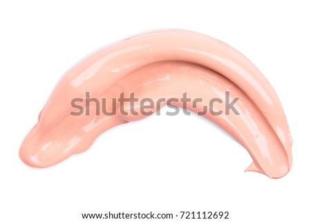 Liquid makeup foundations smear drop on white background.