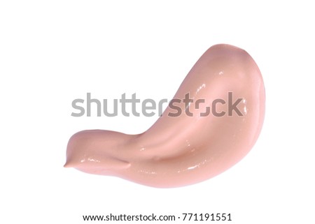 Liquid makeup foundations smear drop on white background.