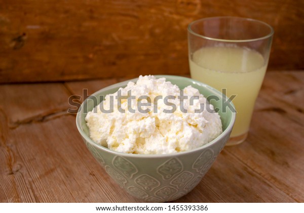 Liquid Milk Whey Glass Cottage Cheese Royalty Free Stock Image