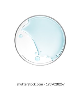Liquid in petri dish over white background - flat lay