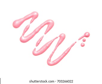 Liquid smear of pink lip gloss isolated not a white background
