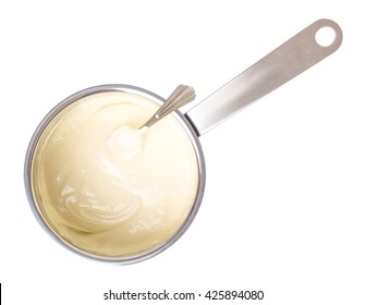 Liquid White Chocolate On A White Background