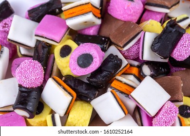Liquorice allsorts fondant and licorice sweets or candy studio isolated