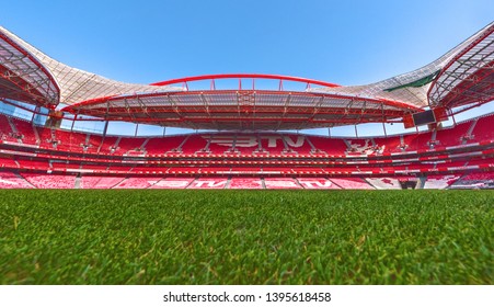 Lisboa, Portugal - April 2018:  Grass View On Estadio Da Luz Arena - The Official Playground Of FC Benfica