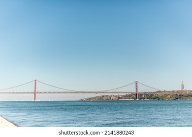 Lisboa, Portugal - July 22 2016: The 25 De Abril Bridge Between Almada And Lisbon.