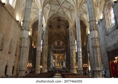 Lisboa, Portugal October.06.2018- main view of Santa Maria Church at Jerónimos Monastery