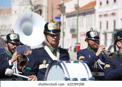 LISBON - APRIL 16: The Changing Guard Ceremony takes place in Palace of Belem on APRIL 16, 2017 in Lisbon, Portugal. 