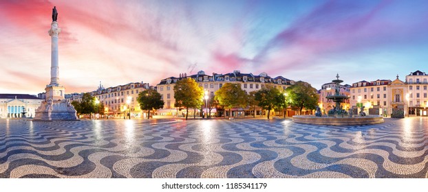 Lisbon panorama in Rossio square, Portugal