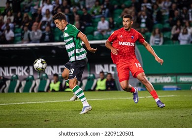 Lisbon, Portugal - 09 30 2022: Liga Bwin Game Between Sporting CP And Gil Vicente F.C; Felipe Melo In Duel With Pedro Goncalves