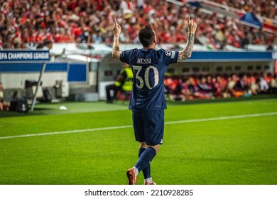 Lisbon, Portugal - 10 05 2022: UCL Game Between SL Benfica And Paris Saint-Germain F.C; Lionel Messi Celebrates After Scored Goal