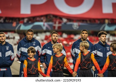 Lisbon, Portugal - 10 05 2022: UCL Game Between SL Benfica And Paris Saint-Germain F.C; Mbappe, Messi, Hakimi And Vitinha Before Game