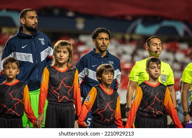 Lisbon, Portugal - 10 05 2022: UCL Game Between SL Benfica And Paris Saint-Germain F.C; Donnaruma, Marquinhos Before Game