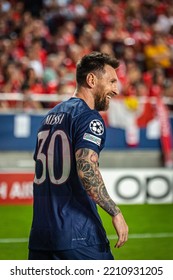 Lisbon, Portugal - 10 05 2022: UCL Game Between SL Benfica And Paris Saint-Germain F.C; Lionel Messi Celebrates After Scored Goal 