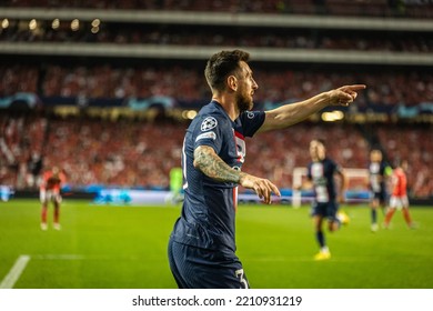 Lisbon, Portugal - 10 05 2022: UCL Game Between SL Benfica And Paris Saint-Germain F.C; Lionel Messi Celebrates After Scored Goal