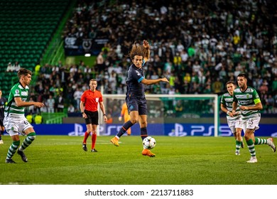 Lisbon, Portugal - 10 12 2022: UCL Game Between Sporting CP And Olympique De Marseille; Matteo Guendouzi With The Ball During Game