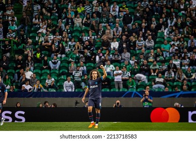 Lisbon, Portugal - 10 12 2022: UCL Game Between Sporting CP And Olympique De Marseille; Matteo Guendouzi Celebrates After Scored Goal