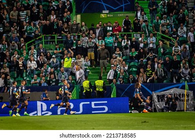 Lisbon, Portugal - 10 12 2022: UCL Game Between Sporting CP And Olympique De Marseille; Matteo Guendouzi Celebrates After Scored Goal