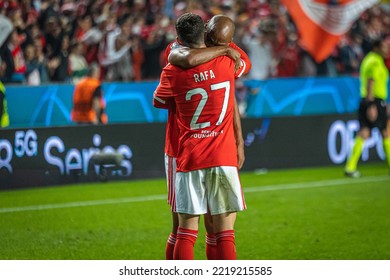 Lisbon, Portugal - 10 25 2022: UCL Game Between SL Benfica And Juventus FC; Rafael Silva Celebrates After Scored Goal