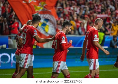 Lisbon, Portugal - 10 25 2022: UCL Game Between SL Benfica And Juventus FC; Rafael Silva  Celebrates After Scored Goal