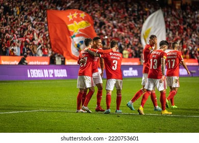 Lisbon, Portugal - 10 29 2022: Liga Portugal Game Between SL Benfica And GD Chaves; Rafael Silva Celebrates After Scored Goal