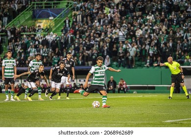 Lisbon, Portugal - 11 03 2021 - UEFA Champions League - Sporting CP Besiktas JK, Pedro Goncalves Shooting Penalty