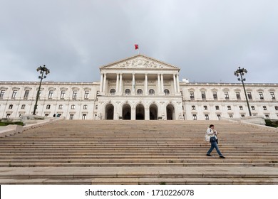 LISBON / Portugal - 11/13/2019: São Bento Palace in Lisbon, Portugal. This houses the Portuguese parliament since 1834 in a neoclassical style building built in 1598 to be a monastery.