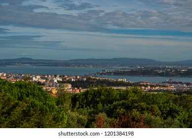 Lisbon Portugal. 12 October 2018. View of Lisbon from Monsanto Viewpoint. Monsanto Viewpoint was a luxury restaurant until the 90s where was abandoned now it was recovered to serving as viewpoint  - Shutterstock ID 1201384198