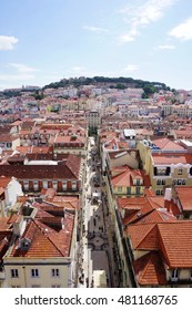 LISBON, PORTUGAL -16 JUNE 2016- Scenic view of the red roofs of Lisbon, the capital and largest city of Portugal. 