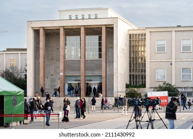 Lisbon, Portugal - 23 January, 2022: People On The Street To Vote (early Vote) For National Elections In Cidade Universitária